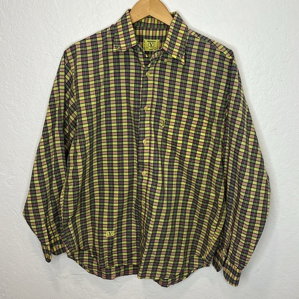 Valentino Vintage Plaid Button Down Shirt Size 39/M